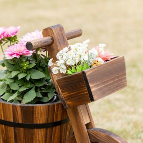 Outsunny Suport de flori triciclu, raft pentru ghivece de flori, jardiniere dim. 52L x 31l x 45H cm, Lemn de brad | Aosom Romania