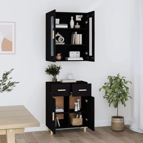 Dulap inalt, negru, 69,5x34x180 cm, lemn prelucrat