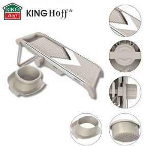 Răzătoare de legume Kinghoff KH 2006, grosime reglabilă, lame în formă de V, Julienne 5 mm, bej/gri