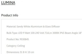Plafoniera LED pentru iluminat exterior IP65 JUDI D-8cm alb