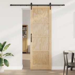 vidaXL Ușă glisantă Manual Natural și negru 78 x 232 cm