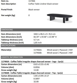 Masuta de cafea moderna design LUX Lindner negru