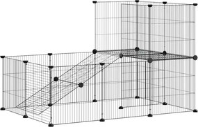 vidaXL Cușcă animale de companie cu ușă 20 panouri negru 35x35 cm oțel