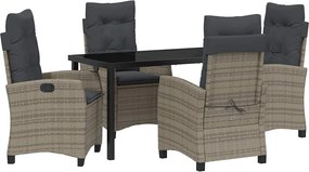 vidaXL Set de masă pentru grădină cu pernă 5 pcs Gri poliratan