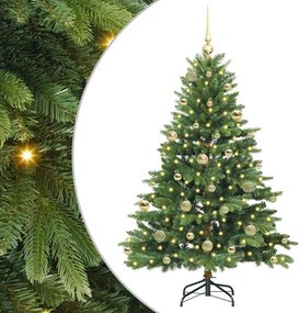 vidaXL Brad de Crăciun artificial cu 150 LED Verde 150 cm PE și PVC