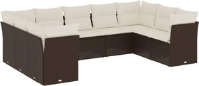 vidaXL Set canapele de grădină cu perne, 9 piese, maro, poliratan