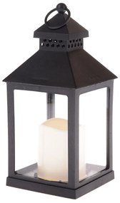 Lanternă cu lumânare LED Vintage negru, 10 x 20 x10 cm, alb cald, plastic