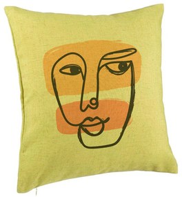 Perna Decorativa, Model Fata Femeie, 40x40 cm, Verde, Husa Detasabila, Burduf