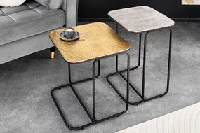 Set de 2 masute auxiliare Abstract auriu/ argintiu A-43516 VC