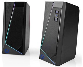 Nedis GSPR31020BK - Set 2x boxe RGB LED gaming 18W/5V