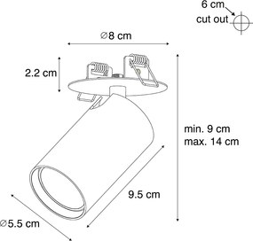 Spot modern integrat negru GU10 50mm - Chels