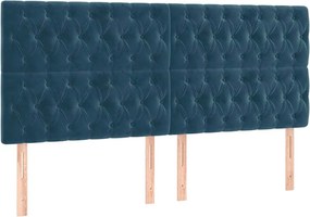 vidaXL Tăblie de pat albastru închis 180x7x118/128 cm catifea