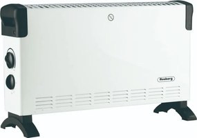 Convector electric Rosberg R51974FT, 2000W, 3 trepte, Ventilator turbo, Termostat, Protectie la supraincalzire, Alb