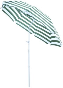 Outsunny Umbrelă de Plajă cu Acoperiș Înclinabil la 45°, Ø1.8x2 m, Verde și Alb | Aosom Romania