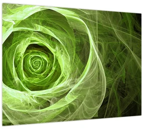 Tablou pe sticlă - Abstract Rose Green (70x50 cm)