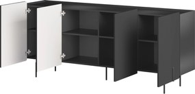 Comodă cu patru uși Malmi 200 cm - negru mat / picioare negre