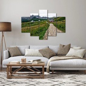 Tablou - Peisaj montan cu case (150x105 cm)