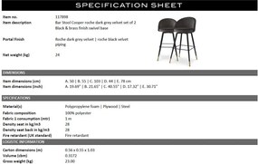 Set de 2 scaune de bar pivotante, design LUX, Bar Stool Cooper gri inchis