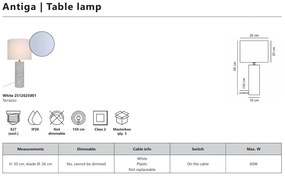 Veioza, Lampa de Masa, Terrazzo, Textil, Antiga