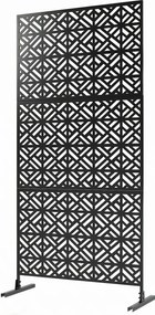 Outsunny Panou despărțitor decorativ pentru intimitate exterior Claustra decorativă pentru grădină 3 panouri cu model geometric Oțel 92x40x192cm Negru | Aosom Romania