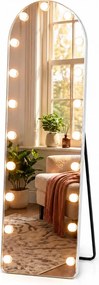 Oglindă Arcuită cu becuri LED, Iluminare Reglabilă, 3 Culori, Control Touch, Sticlă HD, cu Suport, 160x50 cm