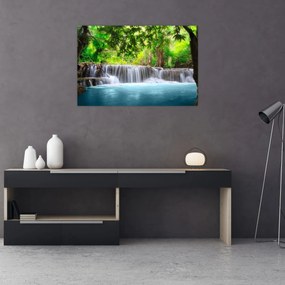 Tablou - Cascadă, albastru (90x60 cm)