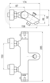 Baterie termostatică pentru cadă RAV Slezák TRM54.5CMAT TERMO, negru mat
