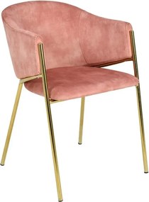 Set de 2 scaune aspect retro, Metal Auriu, Catifea Rose, NOBLESSE A-47583 VC