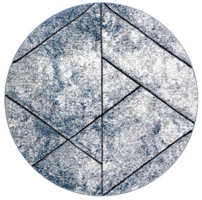 Covor modern COZY 8872 Cerc Wall, geometric, triunghiurile - structural două niveluri de lână albastru