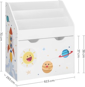 Biblioteca copii KIDS 62,5x29,5x70 cm alb