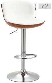 HOMCOM Set de 2 Taburet de Bar Design Contemporan Înălțime scaun reglabilă 64-85 cm rotativ 360° acoperire sintetică Crem Imitație Lemn | Aosom Romania