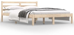 Cadru de pat mic dublu 4ft, 120x190 cm, lemn masiv de pin
