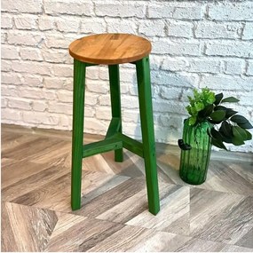 Scaun bar din lemn culoare nuc si verde, Vinita, 70 cm