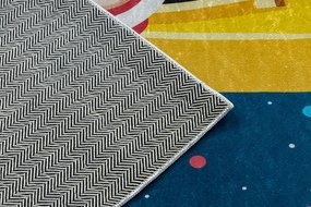 BAMBINO 42810 covor lavabil Rachetă, planete pentru copii anti-alunecare - albastru / maro