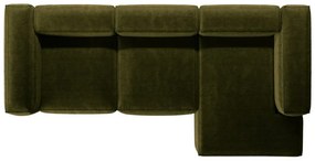 Colțar verde cu tapițerie din catifea reiată (cu colț pe partea dreaptă/cu șezlong) Bergano – Cosmopolitan Design