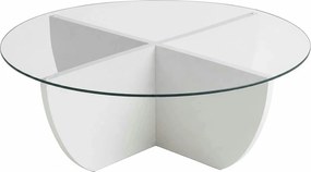 Masuta cafea Lily, alb, sticla/PAL, 90x90x30 cm