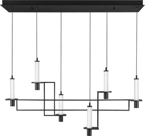 Lustra suspendata LED metal negru cu sticla, LUMIEN