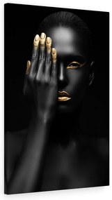 Tablou canvas BW Girl Gold 120x80 cm