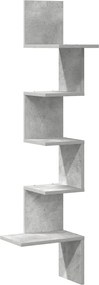 vidaXL Raft de perete pentru colț, gri beton, 32x32x127,5 cm, PAL