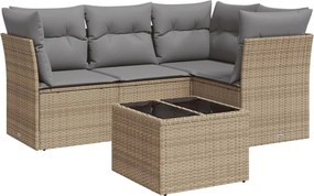 vidaXL Set canapele de grădină cu perne, 5 piese, bej, poliratan