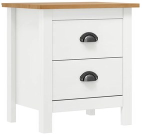 Noptiera Hill, 2 buc., alb, 46x35x49,5 cm, lemn masiv de pin