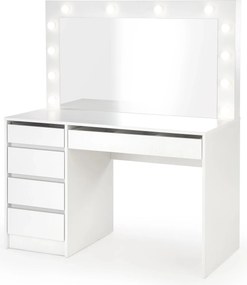 Masa de toaleta cu oglinda cu leduri HOLLYWOOD XL, alb, PAL furniruit,