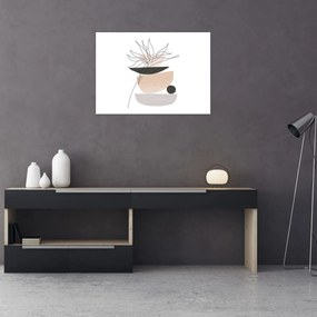 Tablou pe sticlă - Linie de artă flori N⁰1 (70x50 cm)