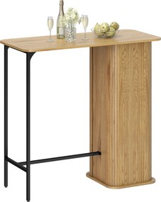 HOMCOM Masă Înaltă, Masă de Bar cu 3 Rafturi de Depozitare și Picioare Metalice, 112x50x106 cm, Lemn Natural | Aosom Romania