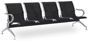 Banca metalica pentru sala de asteptare REST, 4 locuri, neagra