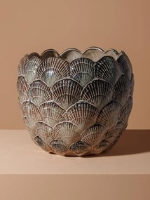 Vaza decorativa, bej, din ceramica, Pecten