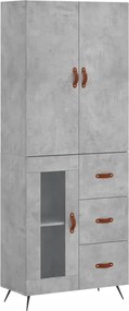 vidaXL Dulap înalt, gri beton, 69,5x34x180, lemn compozit