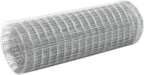 vidaXL Plasă de sârmă găini, argintiu, 25 x 0,5 m, oțel galvanizat