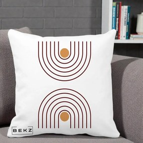 Perna Decorativa Geometric Boho Arc, 40x40 cm, Alba Mata, Husa Detasabila, Perna Inclusa, BEKZ®