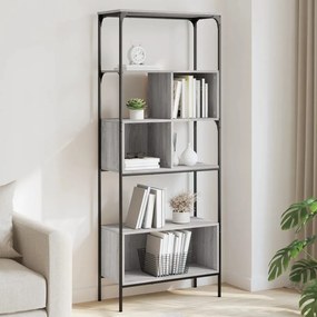 vidaXL Bibliotecă cu 5 niveluri gri sonoma 76x33x188,5cm lemn compozit